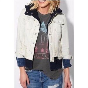 Free People Women's Double Weave Denim Jean Jacket Coat Size XS EUC